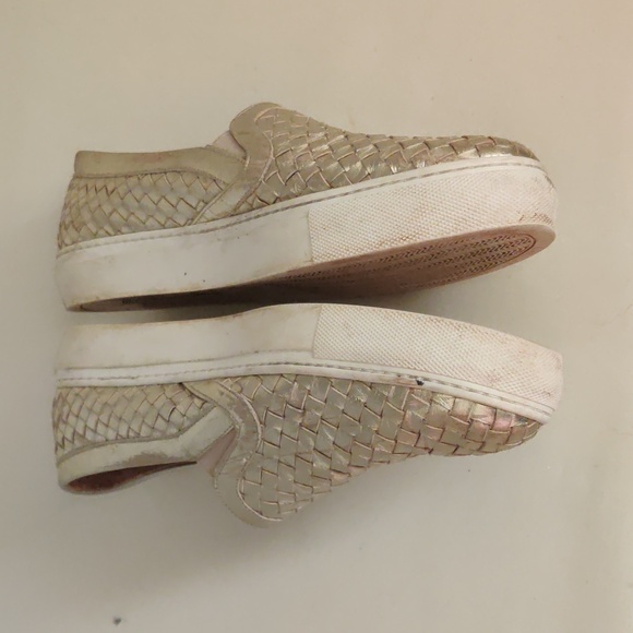 M. Gemi sz 42 sz 11 Gold woven leather tennis shoes sneakers slip on - Picture 6 of 9